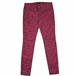 Forever 21 Women's Jeans Denim Burgundy/Brown Paisley Skinny